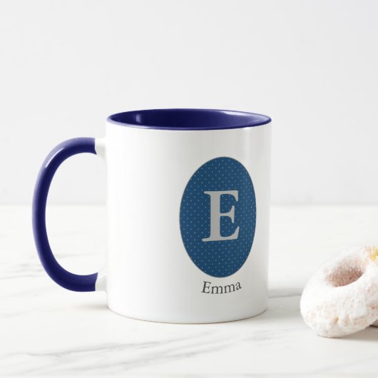 Elegant Blue Personalized Monogram Mok (Met donut)
