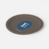 Elegant Blue Personalized Monogram Papieren Bordje (Gekanteld)