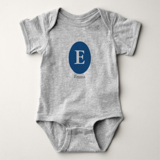 Elegant Blue Personalized Monogram Romper (Voorkant)