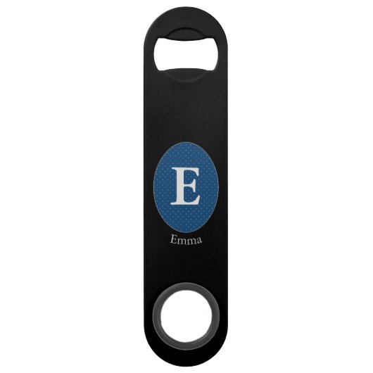 Elegant Blue Personalized Monogram Speed Flessenopener (Achterkant)