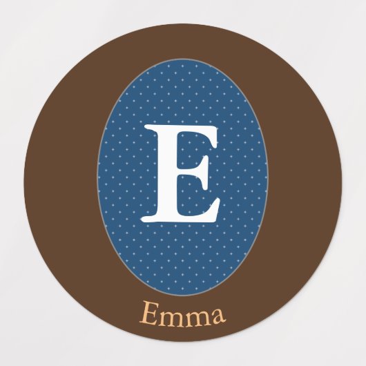 Elegant Blue Personalized Monogram Square Sticker (Design 2)