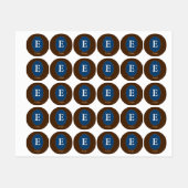 Elegant Blue Personalized Monogram Square Sticker (Vel)