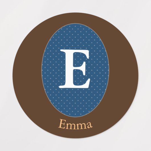 Elegant Blue Personalized Monogram Square Sticker (Design 2)