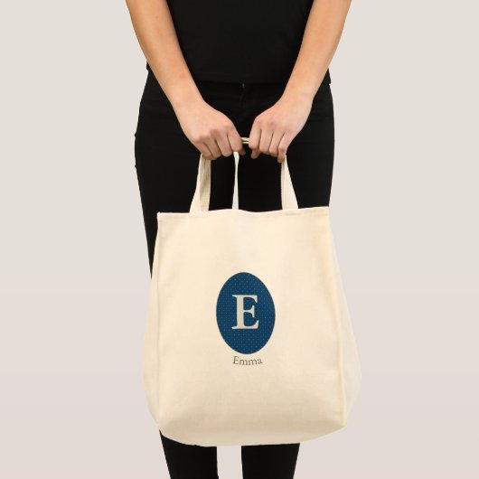 Elegant Blue Personalized Monogram Tote Bag (Voorkant (product))