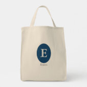 Elegant Blue Personalized Monogram Tote Bag (Achterkant)