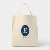 Elegant Blue Personalized Monogram Tote Bag (Voorkant)