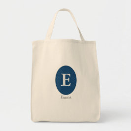 Elegant Blue Personalized Monogram Tote Bag