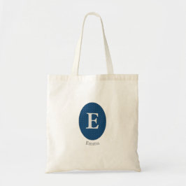 Elegant Blue Personalized Monogram Tote Bag