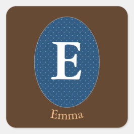 Elegant Blue Personalized Monogram Vierkante Sticker
