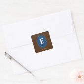 Elegant Blue Personalized Monogram Vierkante Sticker (Envelop)