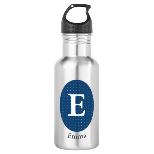 Elegant Blue Personalized Monogram Waterfles (Voorkant)