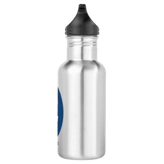 Elegant Blue Personalized Monogram Waterfles (Rechts)