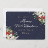 Elegant Blue Photo First Married Christmas Wedding Feestdagenkaart (Voorkant)