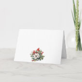 Elegant Blue Photo Holly Red Berries Poinsettia Kaart (Achterkant)