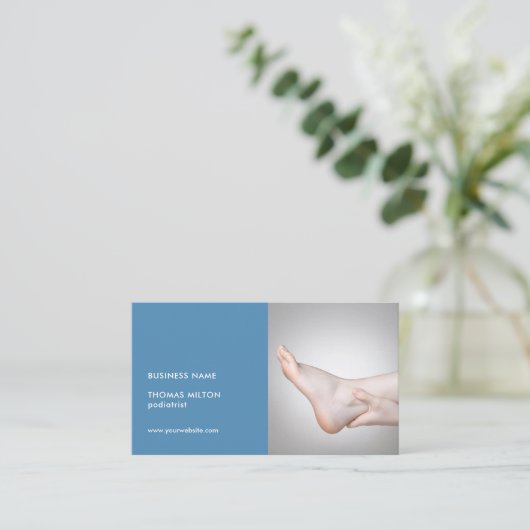 Elegant Blue Photo Podiatrist Appointment Card Afsprakenkaartje (Staand voorkant)