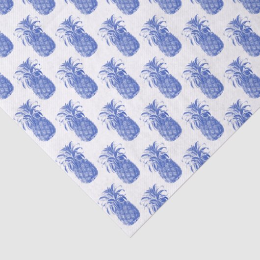 Elegant Blue Pineapple Print Tissuepapier (Detail)