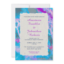Elegant Blue Pink Abstracte Waterverf Wedding