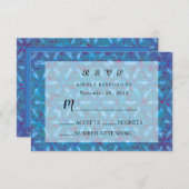 Elegant Blue Pink Abstracte Waterverf Wedding RSVP Kaartje (Voorkant / Achterkant)
