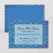 Elegant Blue Pink Abstracte Waterverf Wedding Save The Date (Voorkant / Achterkant)