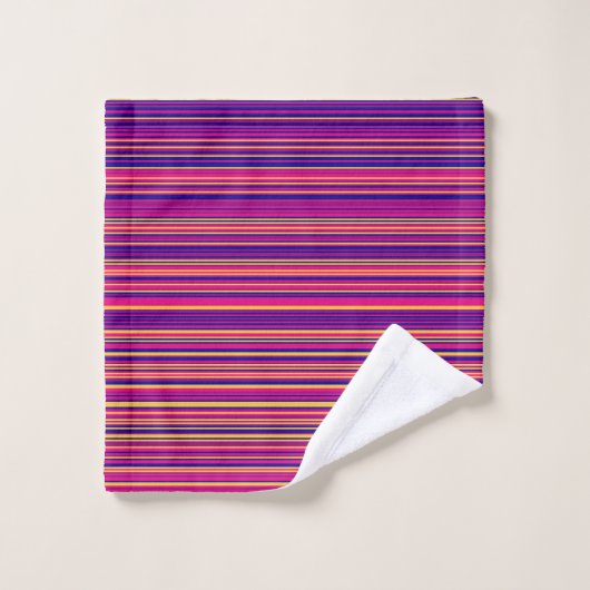 Elegant blue pink and yellow stripes monogram bad handdoek (Wasdoekje)