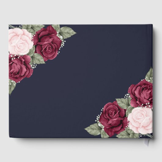 Elegant Blue Pink Burgundy Floral Funeral Gastenboek (Achterkant)