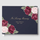 Elegant Blue Pink Burgundy Floral Funeral Gastenboek (Voorkant)