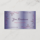 Elegant Blue Pink  Corner Border Ornamental Visitekaartje (Voorkant)