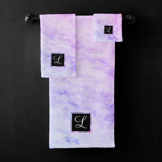 Elegant Blue Pink en Paarse Ombre Textured Marble Bad Handdoek