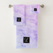 Elegant Blue Pink en Paarse Ombre Textured Marble Bad Handdoek (Insitu)