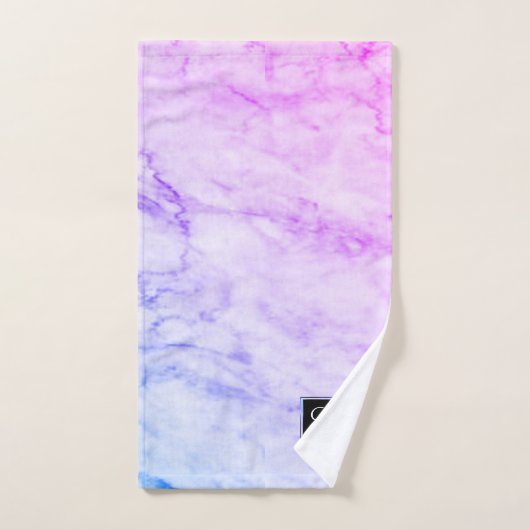 Elegant Blue Pink en Paarse Ombre Textured Marble Bad Handdoek (Handdoek)