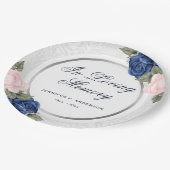 Elegant Blue Pink Floral Memorial Funeral Papieren Bordje (Gekanteld)