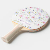 Elegant Blue Pink Floral Print Custom Tafeltennisbatje (Voorkant Gekanteld)