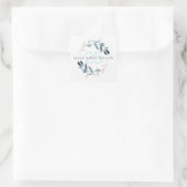 ELEGANT BLUE PINK FOLIAGE WREATT ELKE OUDERDAG VIERKANTE STICKER (Tas)