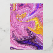 Elegant Blue Pink Galaxy Abstract Art Weddenschap Folie Uitnodiging (Achterkant)