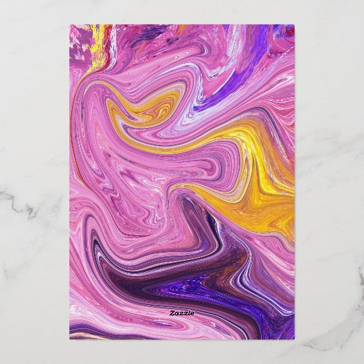 Elegant Blue Pink Galaxy Abstract Art Weddenschap Folie Uitnodiging (Achterkant)