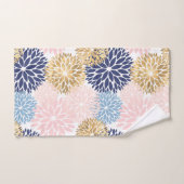 Elegant Blue Pink Gold Dahlia Floral Bad Handdoek (Handdoek)