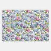Elegant Blue Pink Hydrangea Floral Pattern Inpakpapier Vel (Voorkant 3)