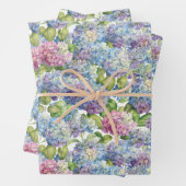 Elegant Blue Pink Hydrangea Floral Pattern Inpakpapier Vel (In situ)