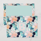 Elegant Blue Pink Mint Flowers Waterverf Floral Bedankkaart (Voorkant / Achterkant)