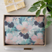 Elegant Blue Pink Mint Flowers Waterverf Floral Tissuepapier (Geschenk)
