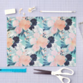 Elegant Blue Pink Mint Flowers Waterverf Floral Tissuepapier (Craft)