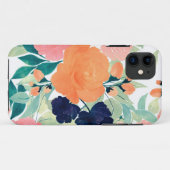 Elegant Blue Pink Oranje Flowers Waterverf Floral Case-Mate iPhone Case (Achterkant (horizontaal))