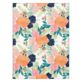 Elegant Blue Pink Oranje Flowers Waterverf Floral Tafelkleed (Voorkant)
