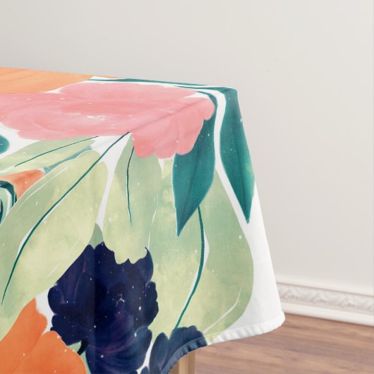 Elegant Blue Pink Oranje Flowers Waterverf Floral Tafelkleed (Voorbeeld)