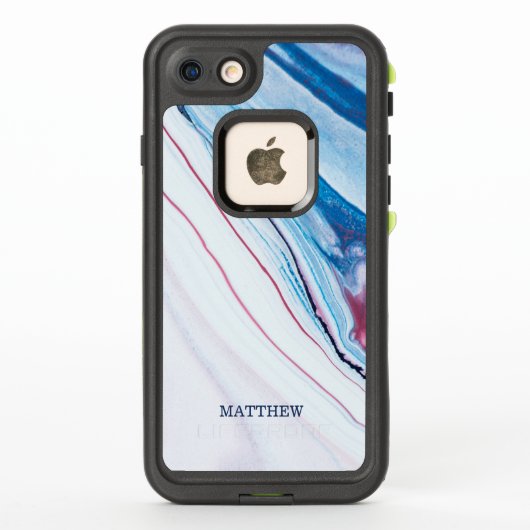 Elegant BLUE PINK PAARSE FAUX MARBLE PERSONALIZED (Achterkant)