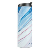 Elegant BLUE PINK PAARSE FAUX MARBLE PERSONALIZED Thermosbeker (Gedraaid links)