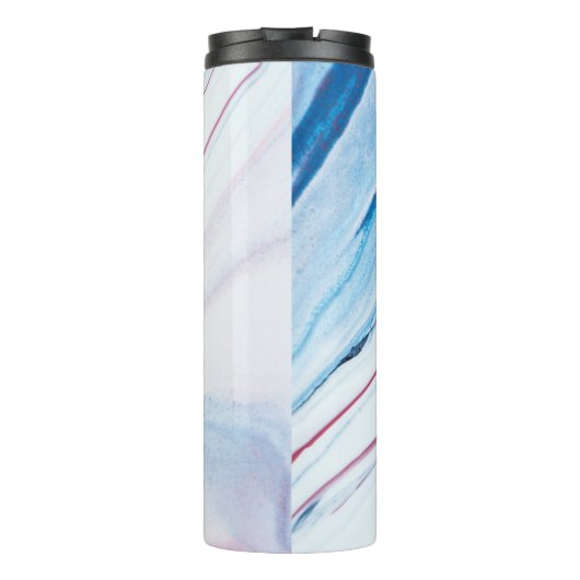 Elegant BLUE PINK PAARSE FAUX MARBLE PERSONALIZED Thermosbeker (Achterkant)