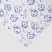 Elegant Blue & Pink Toile Christmas Ornaments Wrap Tissuepapier (Detail)