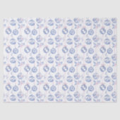 Elegant Blue & Pink Toile Christmas Ornaments Wrap Tissuepapier (Voorkant)