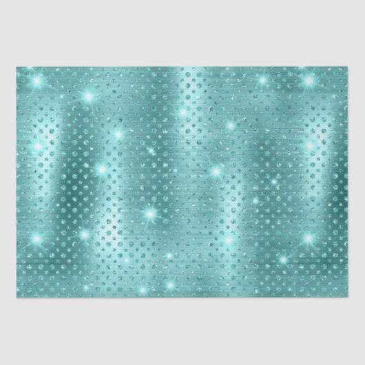 Elegant Blue Polka Dot Metallic Glitter Pattern Tissuepapier (Voorkant)